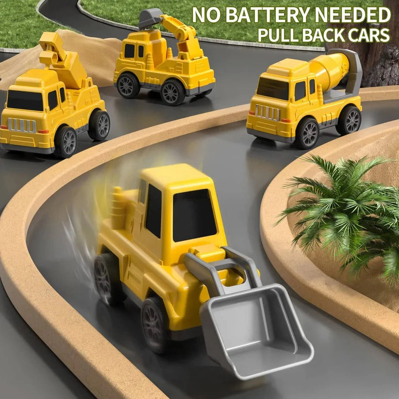 Friction Powered Construction Carrier with 4 Trucks and Lights, Foldable Ramp