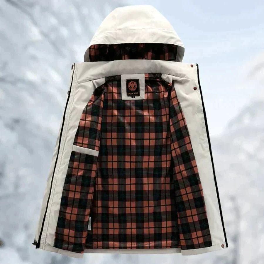 Waterproof Outdoor Jacket for Men with Removable Hood and Breathable Membrane