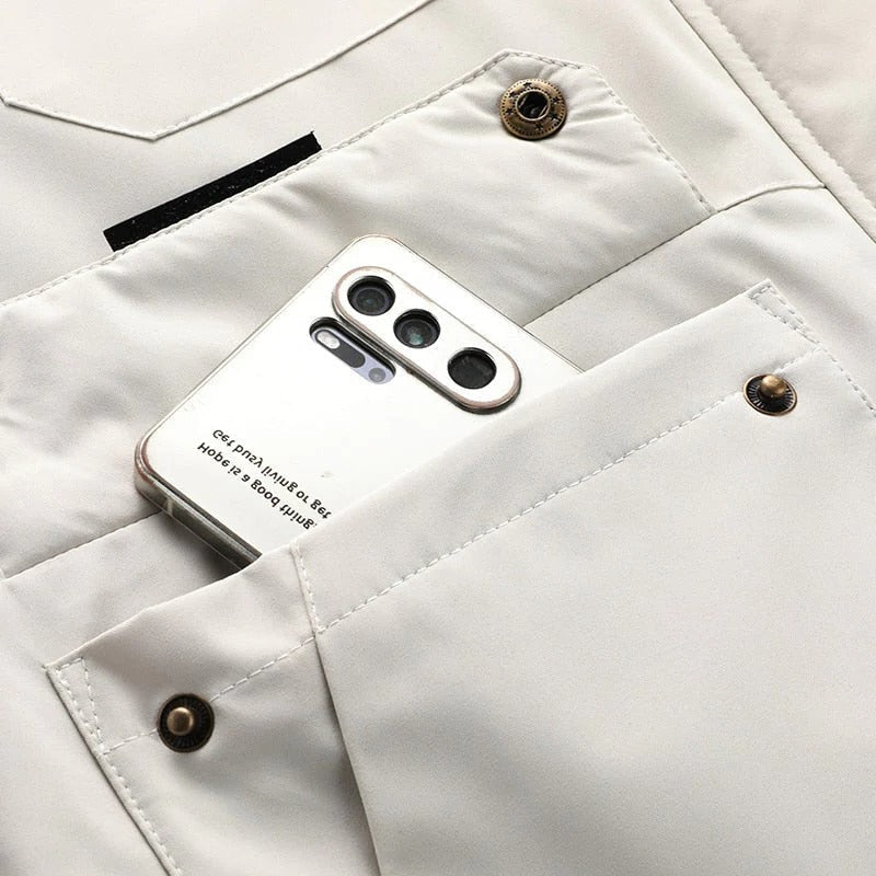Waterproof Outdoor Jacket for Men with Removable Hood and Breathable Membrane