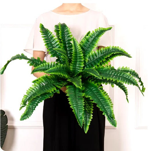 Artificial Boston Fern with UV Resistant Polyethylene and 18 Branches for Indoor Outdoor Use