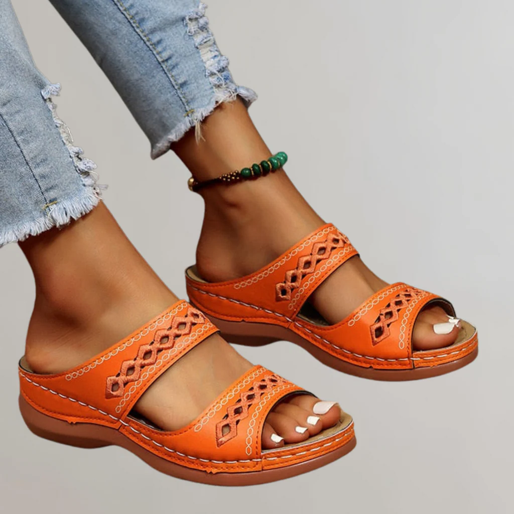 Women's Platform Sandals with Contoured Footbed and Open Toe Design
