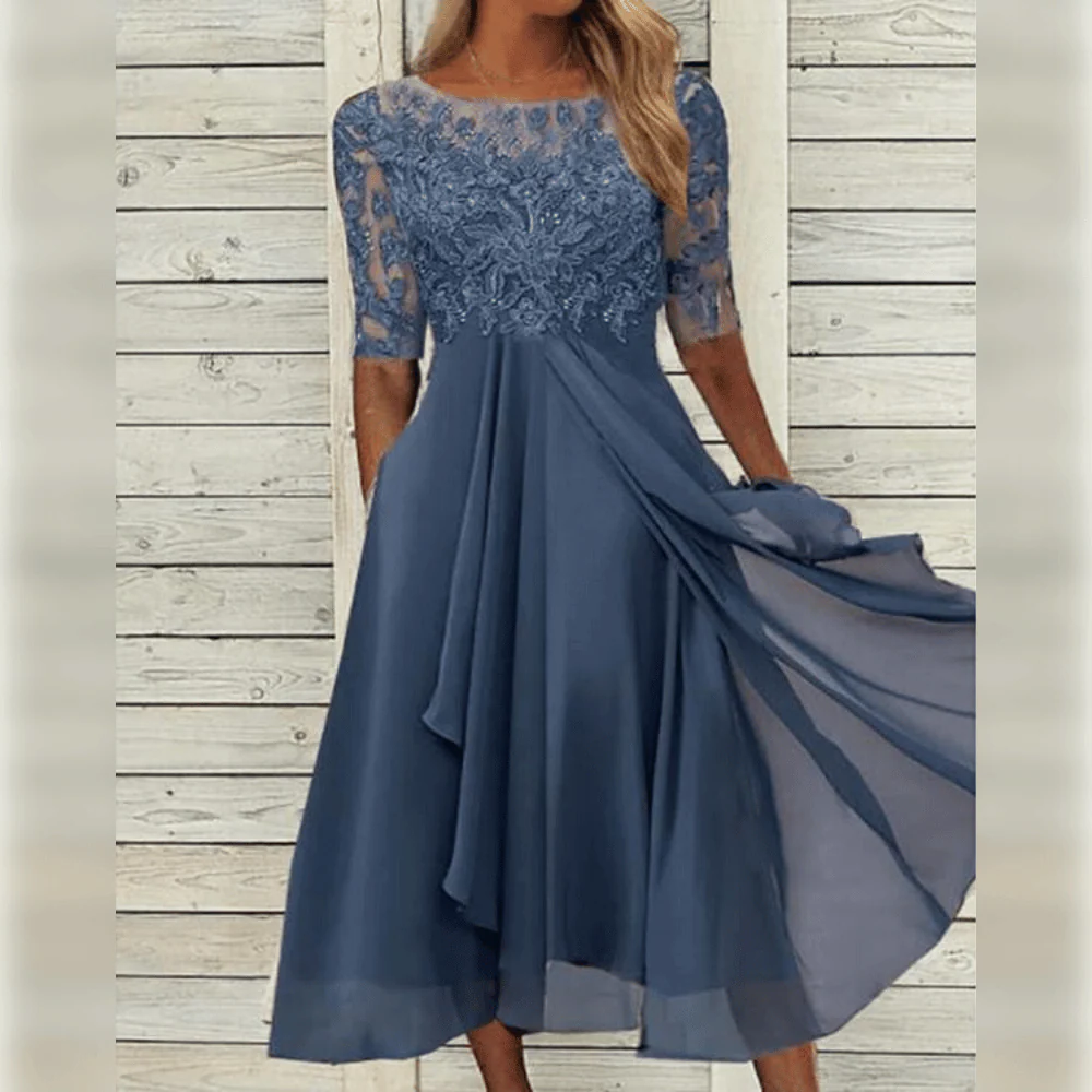 Classic Fit Dress with Smooth Draping and Machine Washable Fabric for Formal Events
