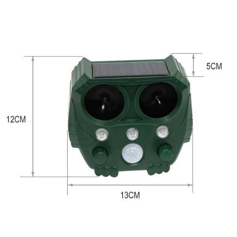 Motion Activated Ultrasonic Animal Deterrent with Solar Power and Flashing Lights for Gardens