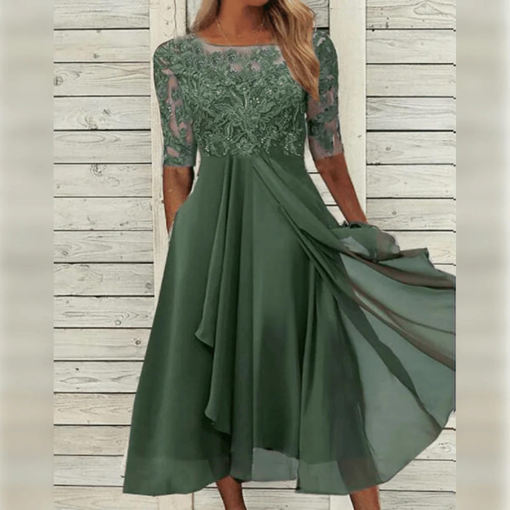 Classic Fit Dress with Smooth Draping and Machine Washable Fabric for Formal Events