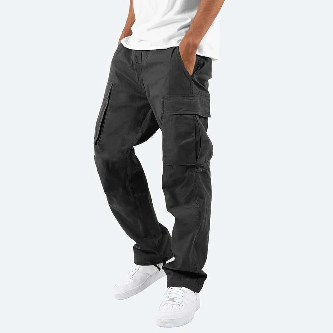Men's Cargo Pants with Multiple Thigh Pockets and Stretch Fabric