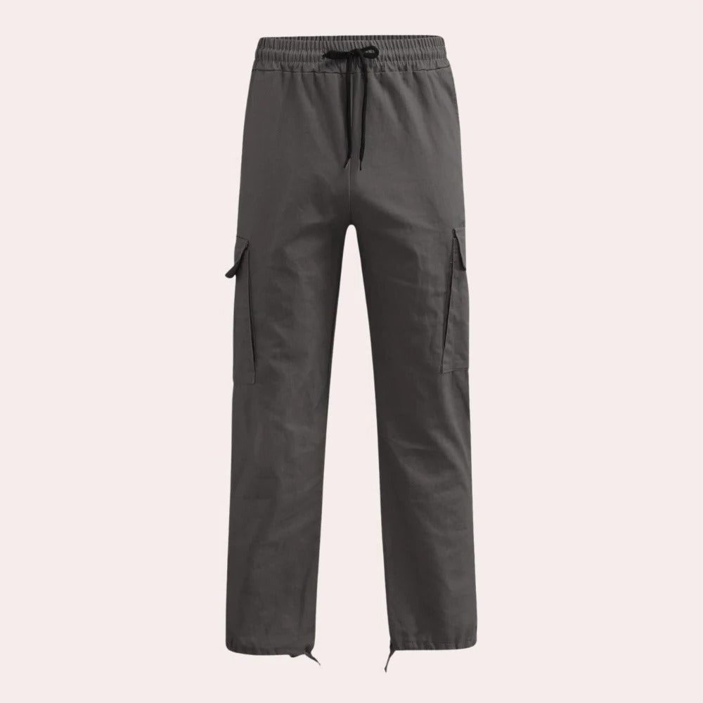 Men's Cargo Pants with Multiple Thigh Pockets and Stretch Fabric