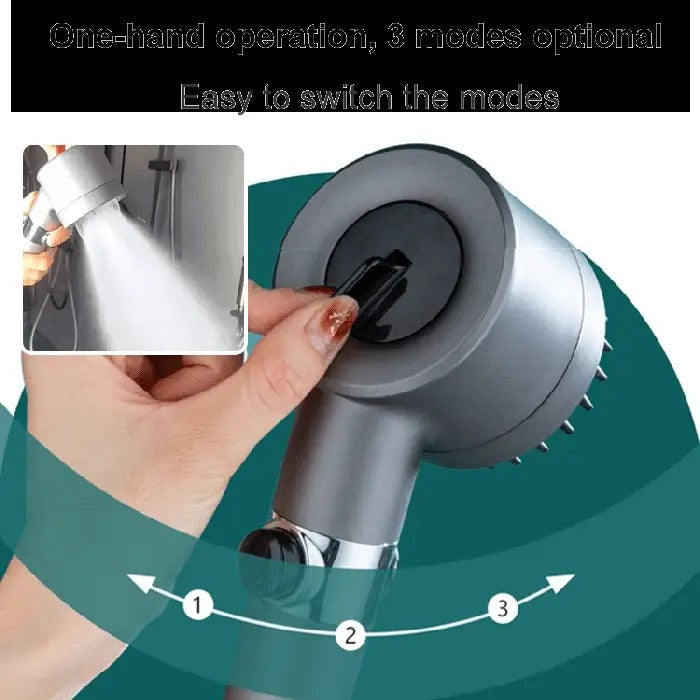 Filtered Shower Head with Laser-Cut Micro Holes and Push-Button Control