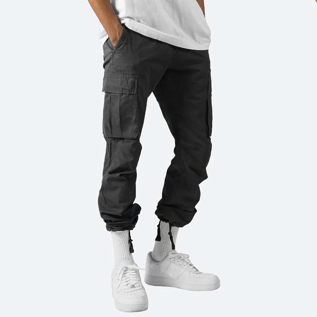 Men's Cargo Pants with Multiple Thigh Pockets and Stretch Fabric