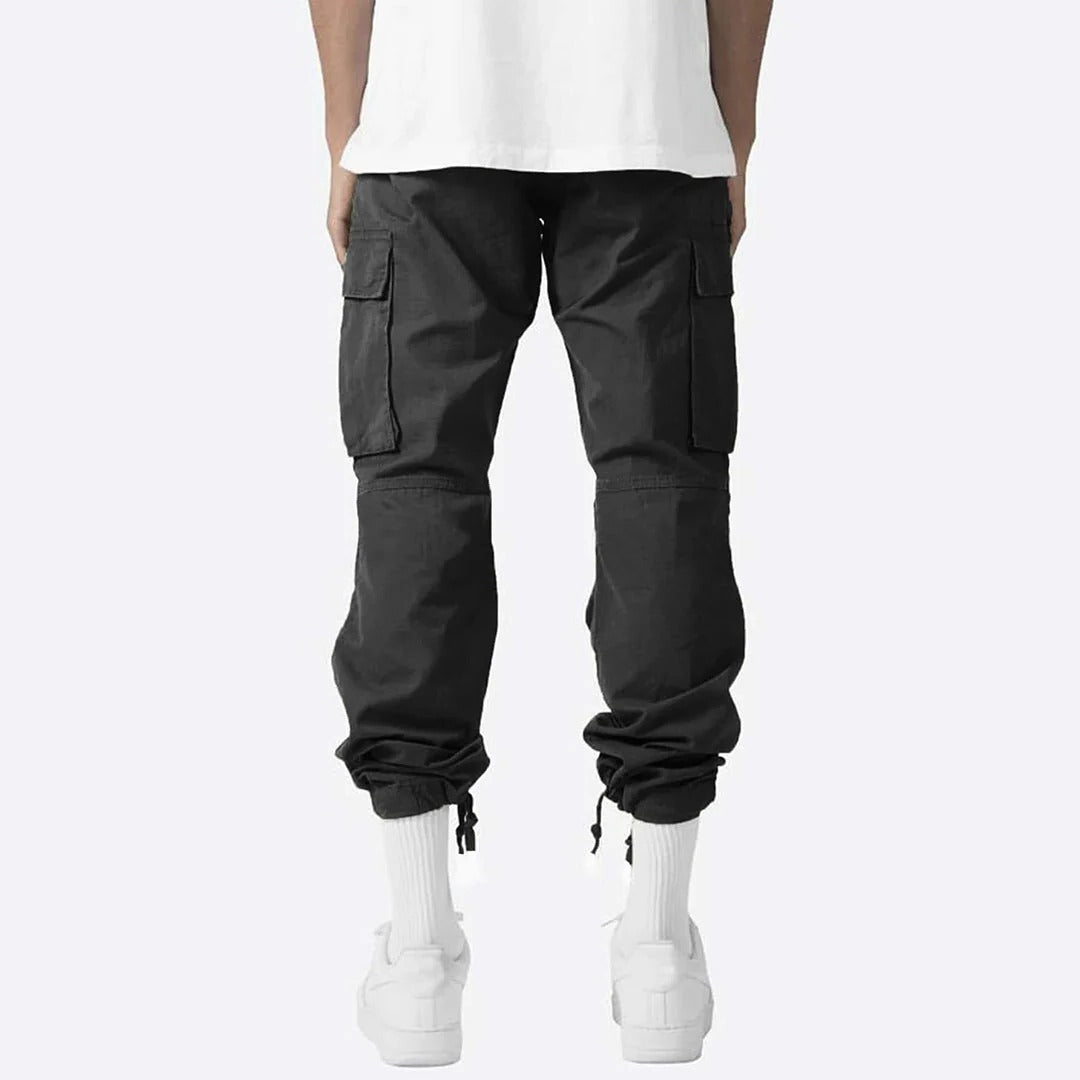 Men's Cargo Pants with Multiple Thigh Pockets and Stretch Fabric