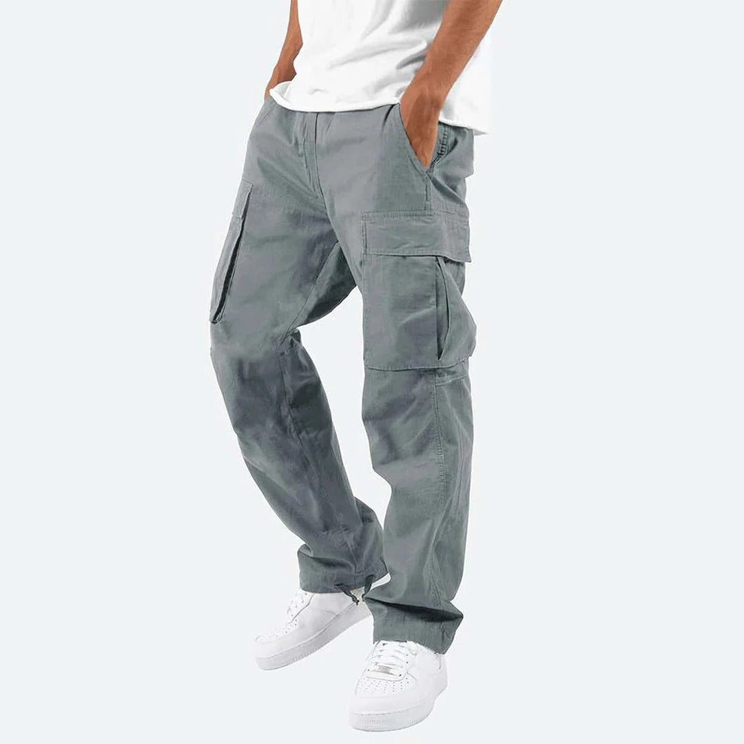 Men's Cargo Pants with Multiple Thigh Pockets and Stretch Fabric