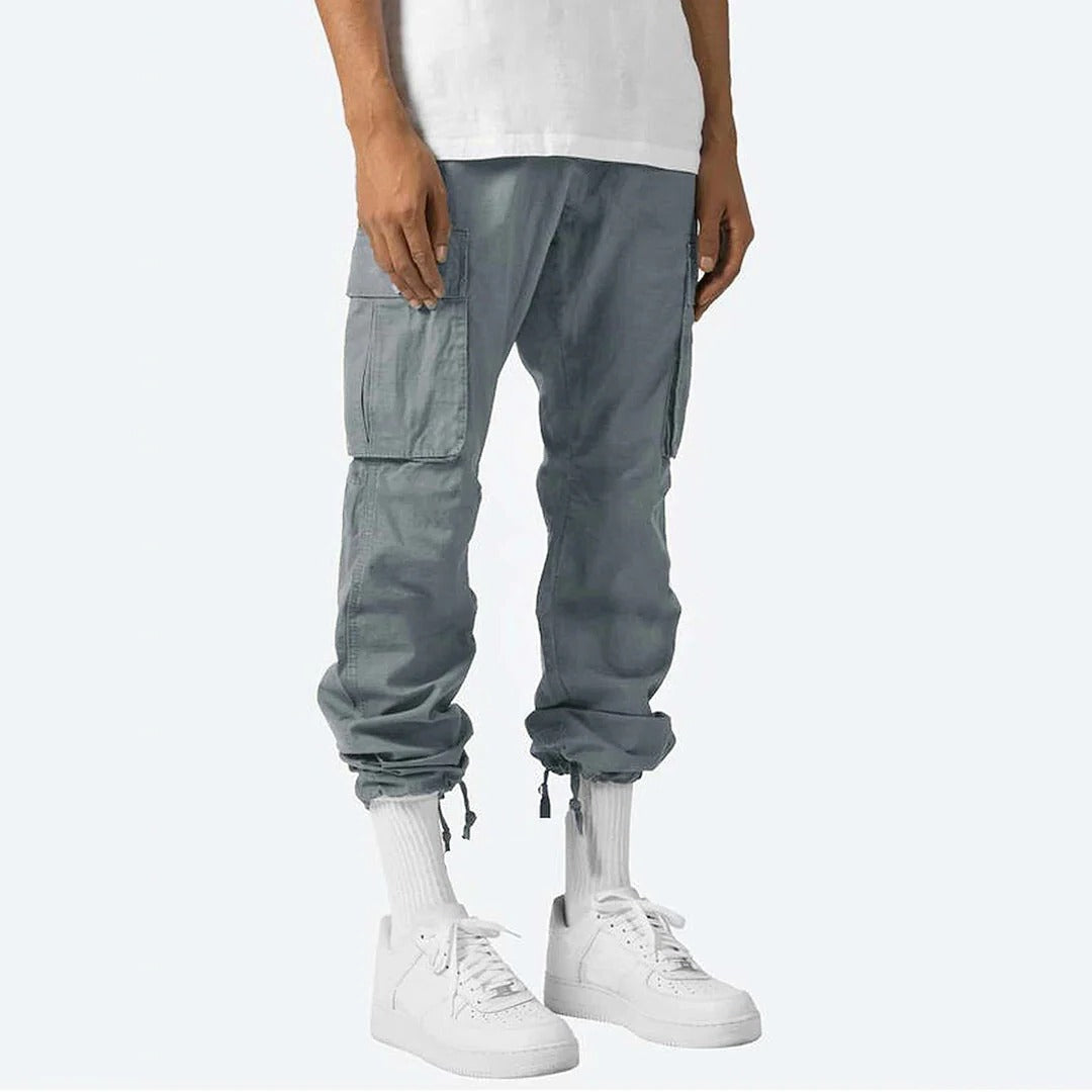 Men's Cargo Pants with Multiple Thigh Pockets and Stretch Fabric