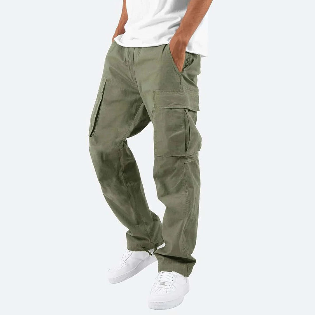 Men's Cargo Pants with Multiple Thigh Pockets and Stretch Fabric