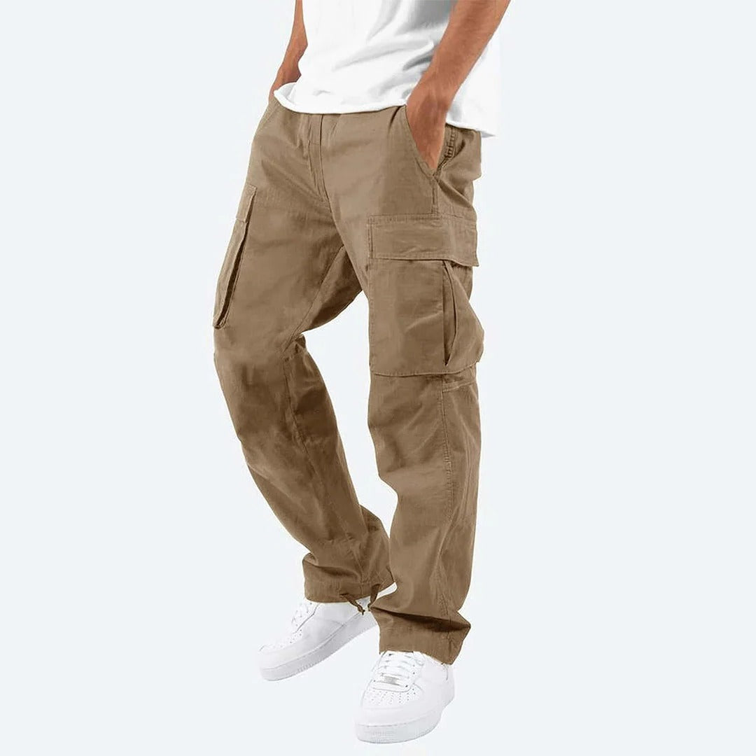 Men's Cargo Pants with Multiple Thigh Pockets and Stretch Fabric