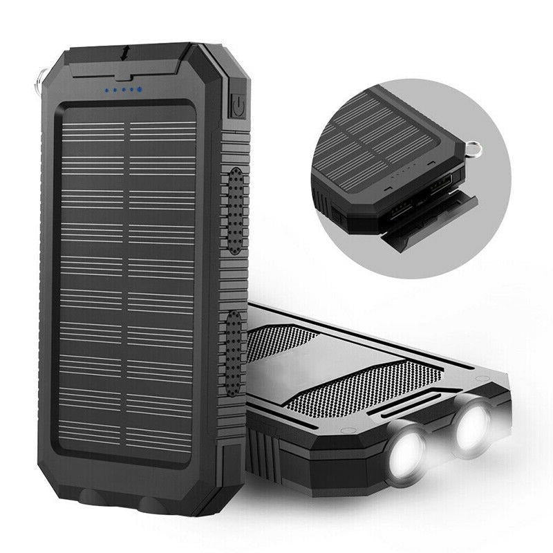Solar Power Bank 500000mAh with Dual USB Ports and LED Flashlight, IP44 Waterproof