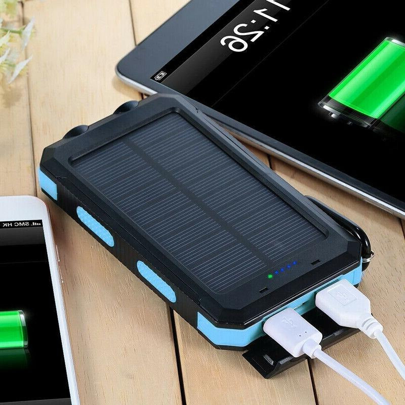 Solar Power Bank 500000mAh with Dual USB Ports and LED Flashlight, IP44 Waterproof