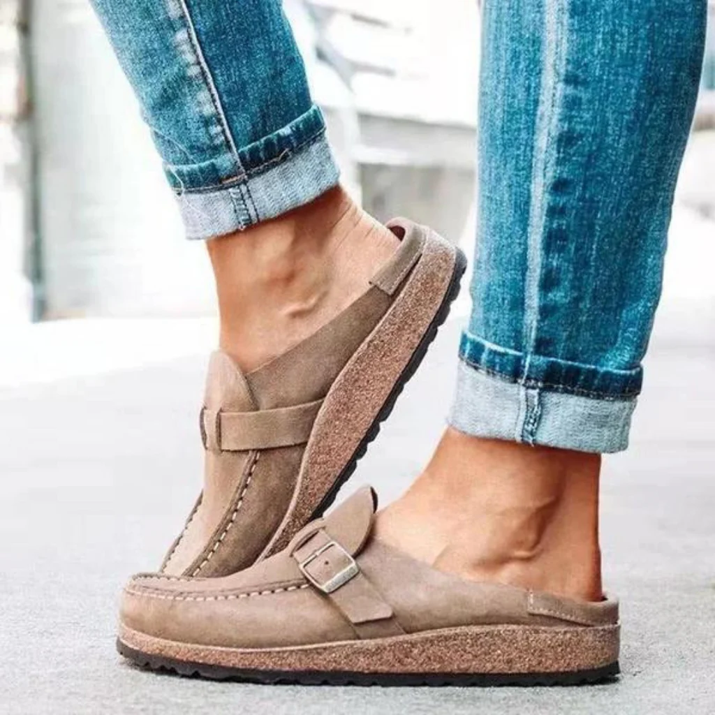 Women's Buckled Sandals with Adjustable Strap and Arch Support, Open Toe