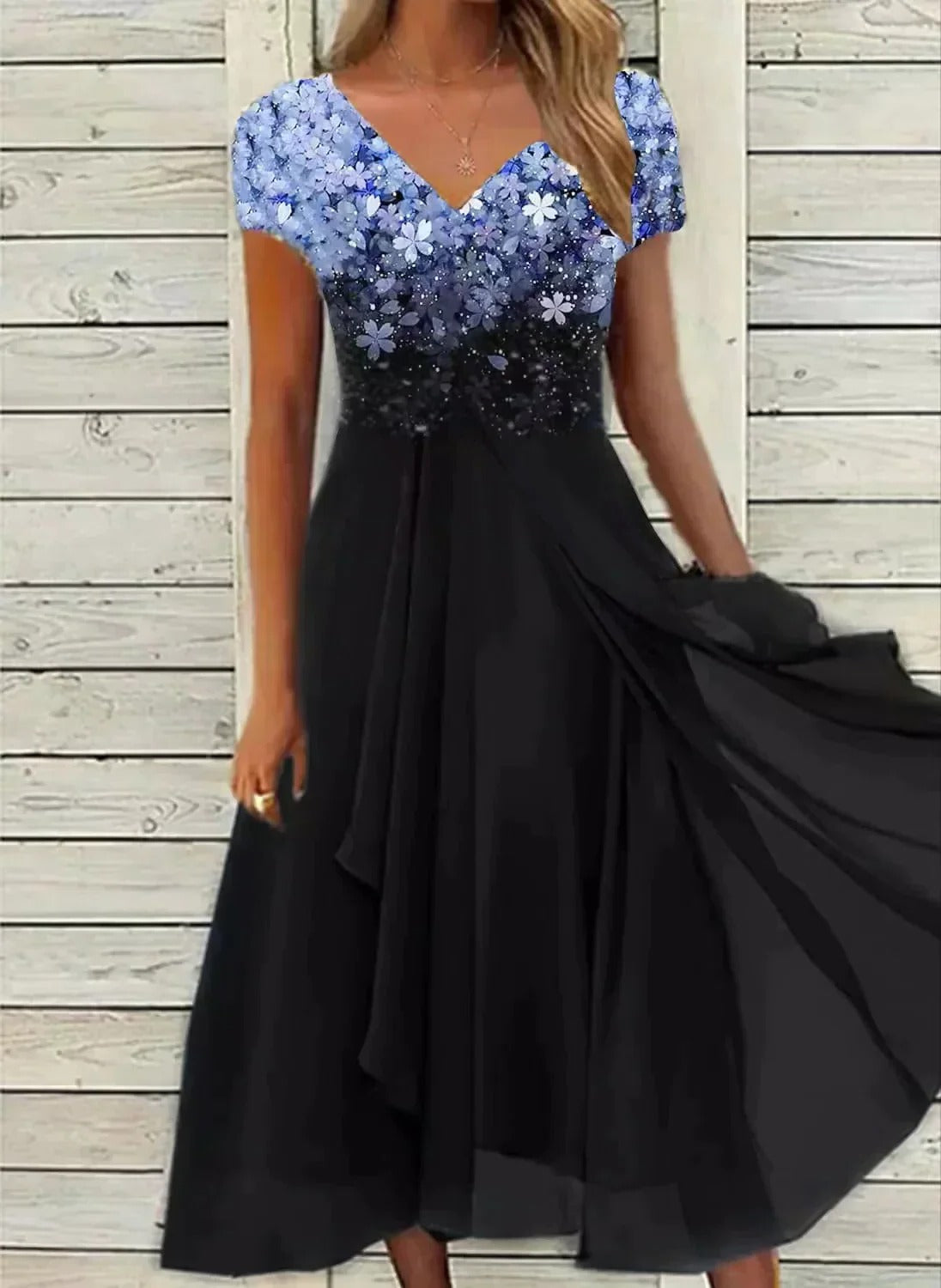 Lightweight Chiffon Dress with Flowing Silhouette and Wrinkle Resistant Fabric