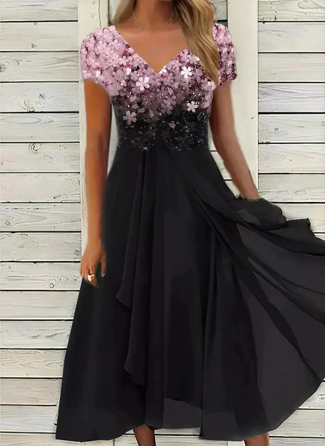 Lightweight Chiffon Dress with Flowing Silhouette and Wrinkle Resistant Fabric