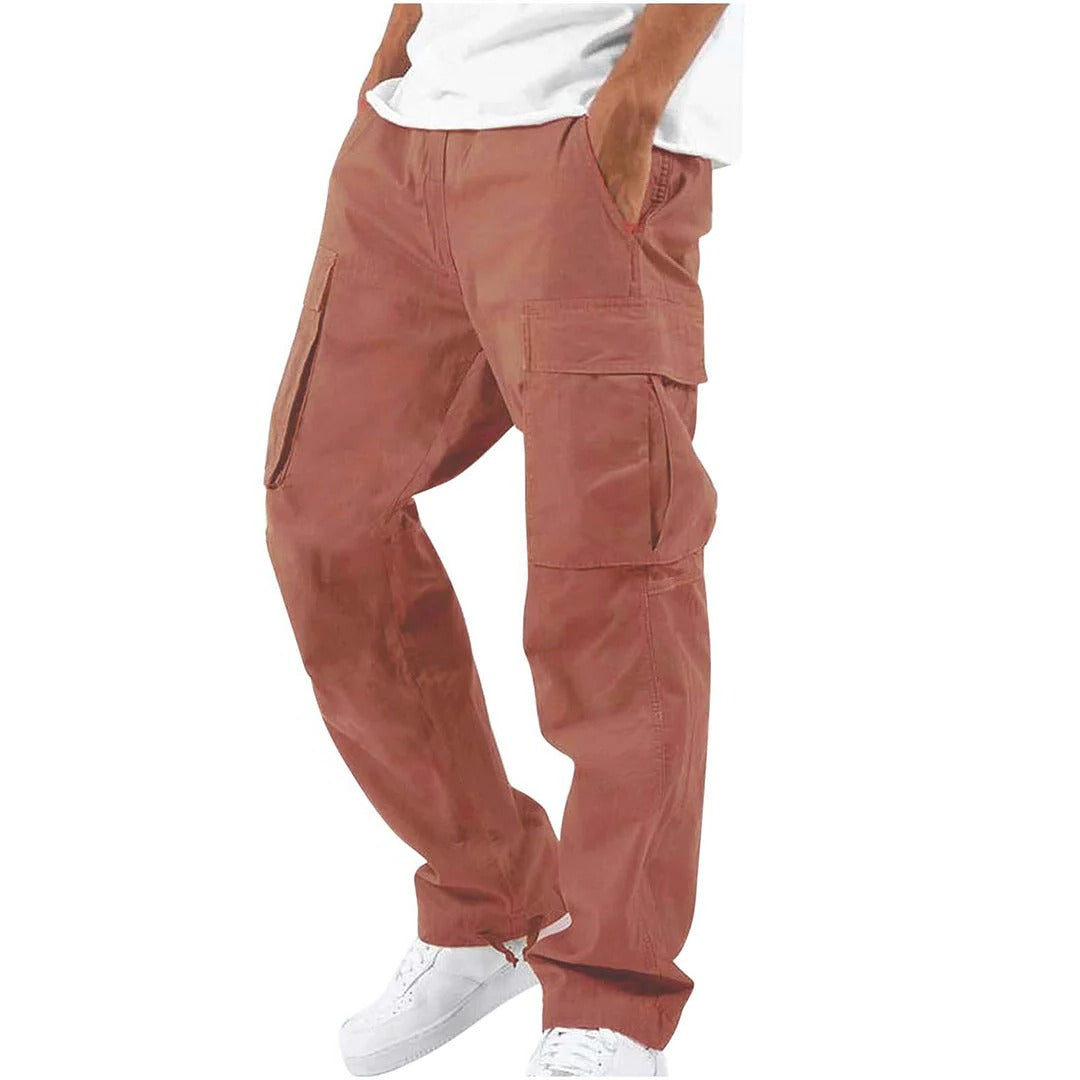 Men's Cargo Pants with Multiple Thigh Pockets and Stretch Fabric