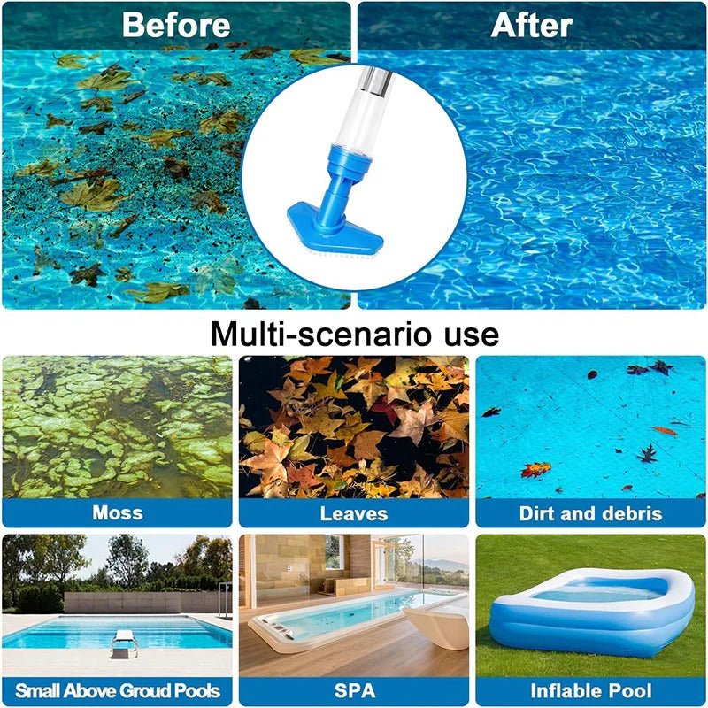 Cordless Pool Cleaner with Adjustable Pole and Three Interchangeable Brush Heads, 90-Minute Runtime