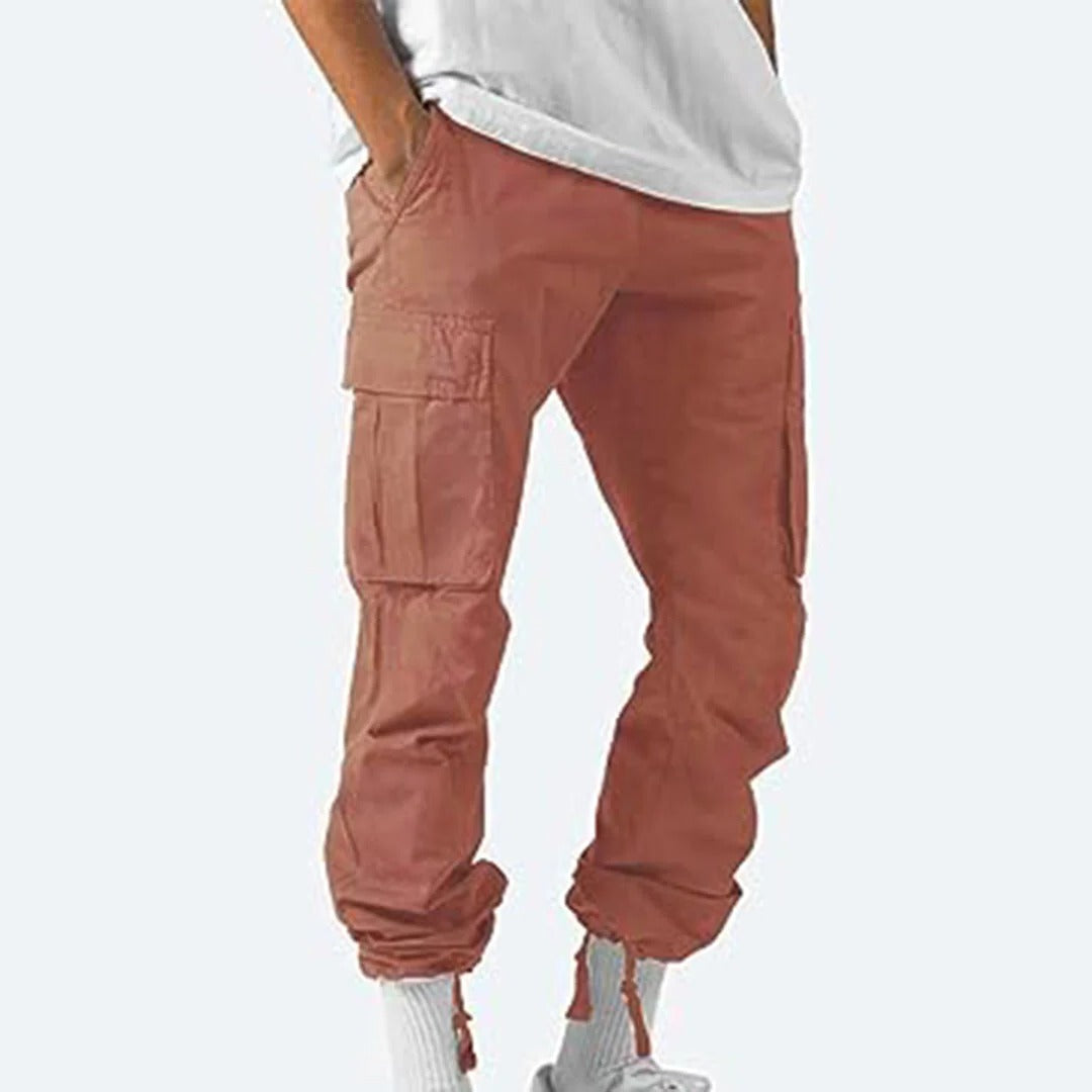 Men's Cargo Pants with Multiple Thigh Pockets and Stretch Fabric