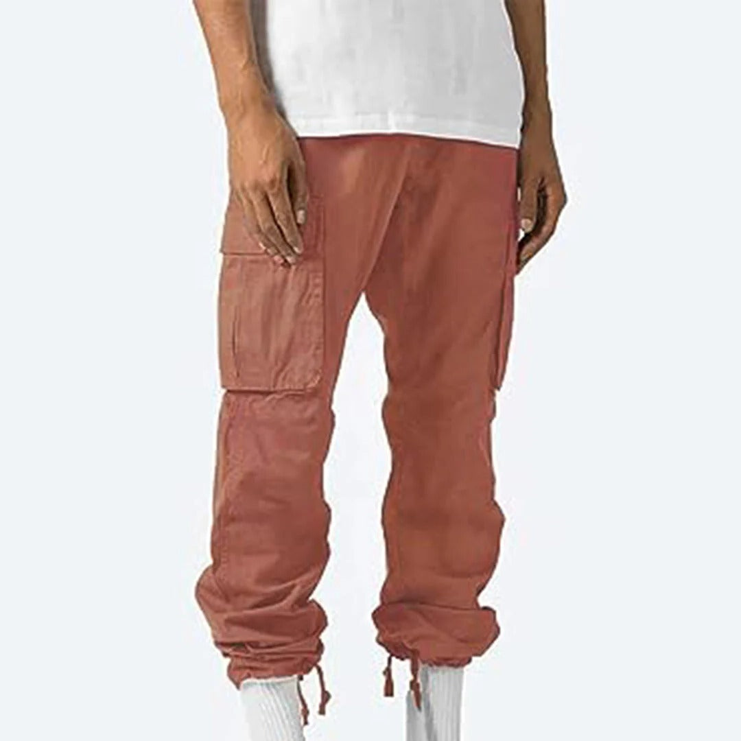 Men's Cargo Pants with Multiple Thigh Pockets and Stretch Fabric