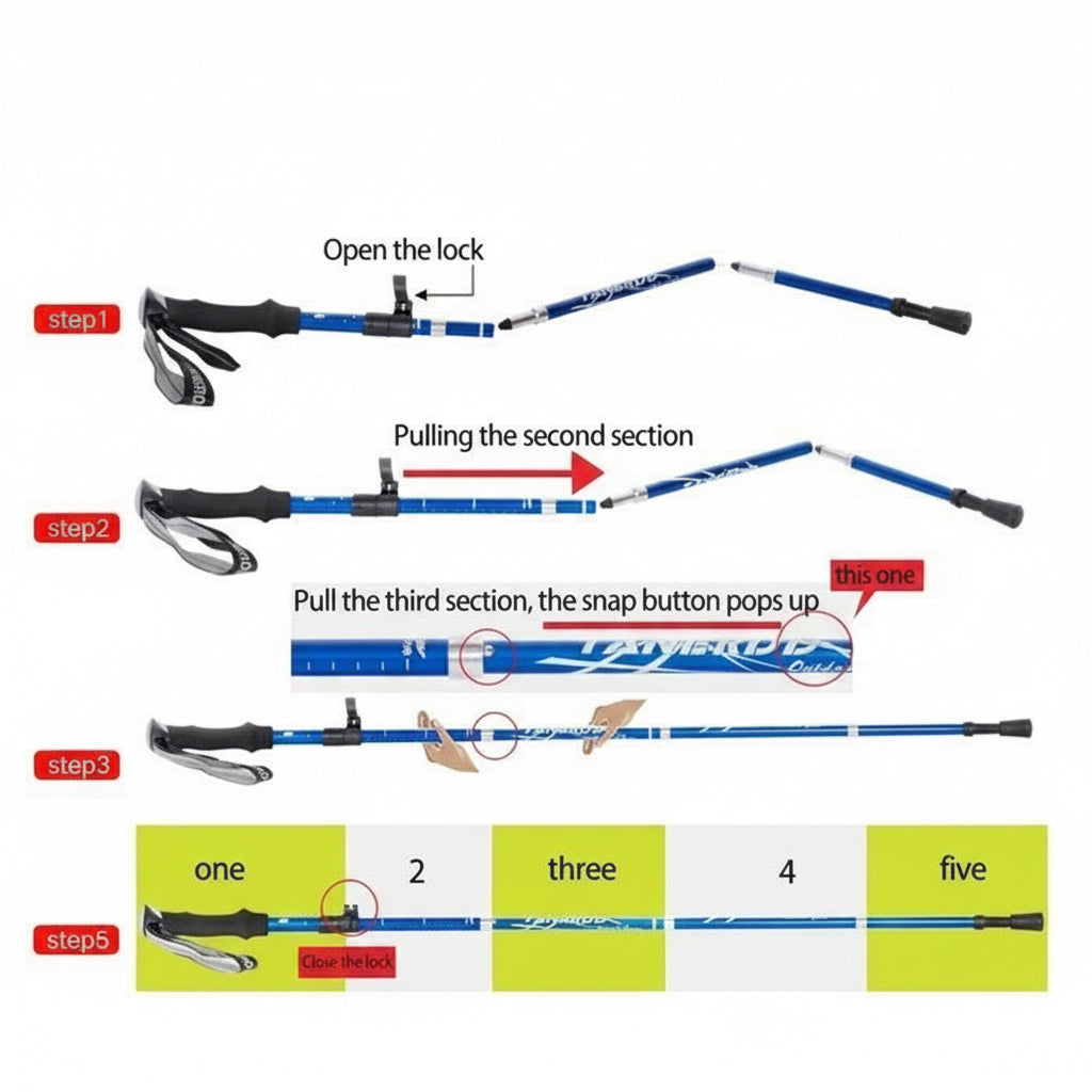 Telescoping Trekking Pole with Ergonomic Handle and Aluminum Alloy Construction