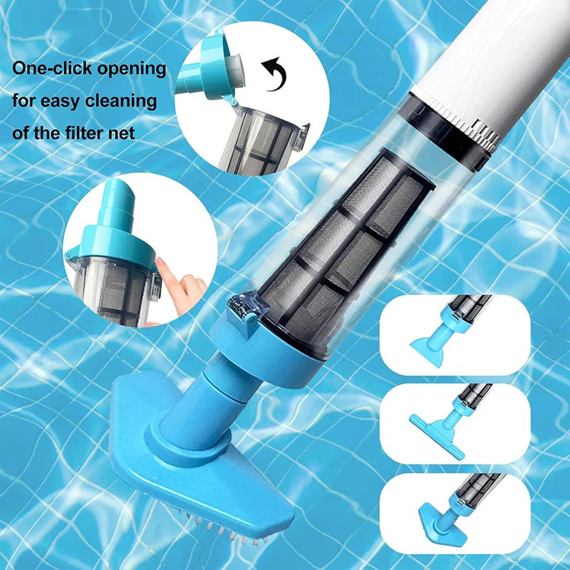 Cordless Pool Cleaner with Adjustable Pole and Three Interchangeable Brush Heads, 90-Minute Runtime