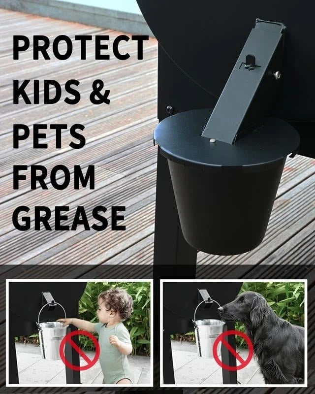 Grill Grease Collector with Reusable Liner and Fitted Lid for 1.6in Spouts