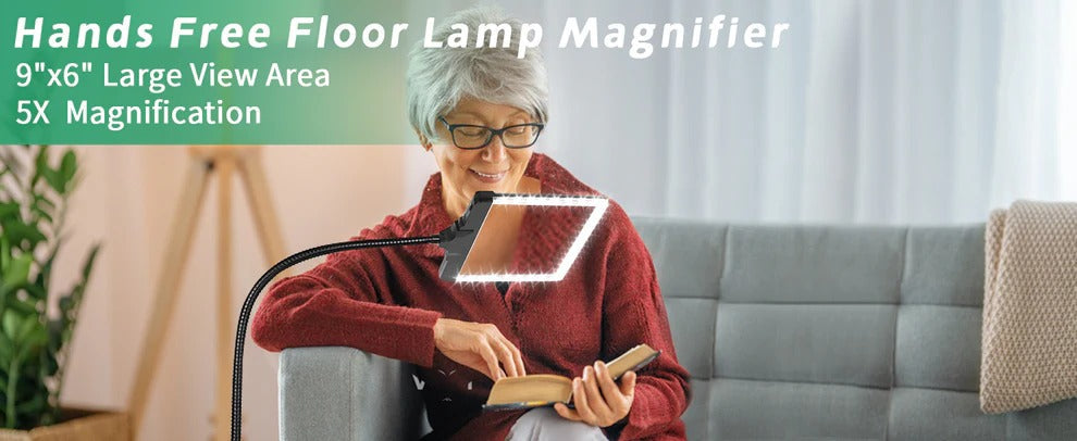 Floor Magnifying Lamp with 3X Lens and 12 LED Bulbs, 8x10 Viewing Area