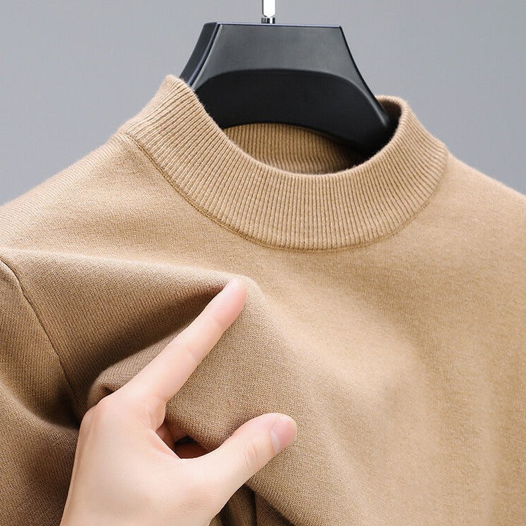 Men's Cashmere Pullover Sweater with Natural Drape and Structured Hem
