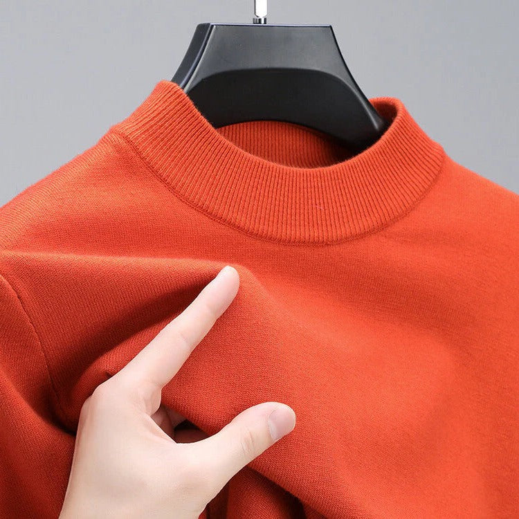 Men's Cashmere Pullover Sweater with Natural Drape and Structured Hem