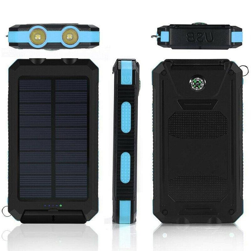 Solar Power Bank 500000mAh with Dual USB Ports and LED Flashlight, IP44 Waterproof