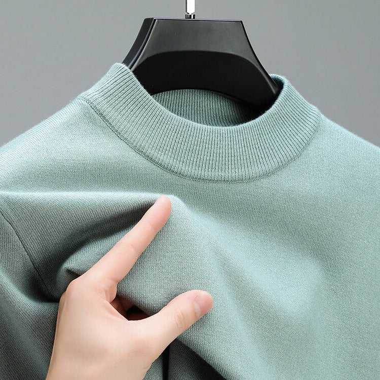 Men's Cashmere Pullover Sweater with Natural Drape and Structured Hem