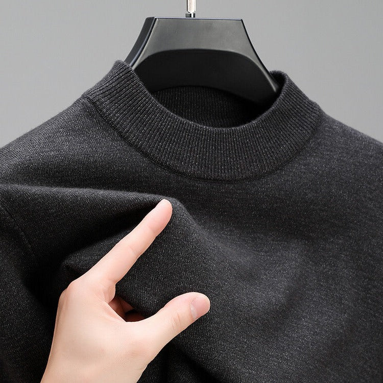 Men's Cashmere Pullover Sweater with Natural Drape and Structured Hem