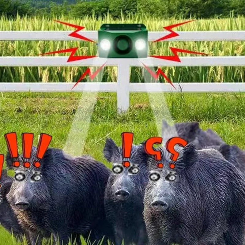 Solar Motion Sensor Light with Flashing Spotlight and Alarm for Wildlife Deterrent
