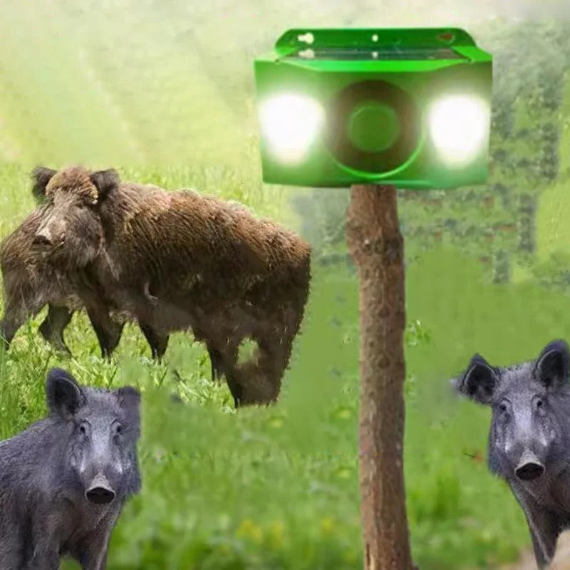 Solar Motion Sensor Light with Flashing Spotlight and Alarm for Wildlife Deterrent