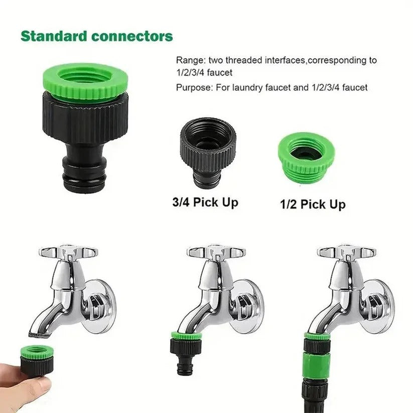 Expandable Garden Hose with Seven Spray Patterns and Flow Control Lever