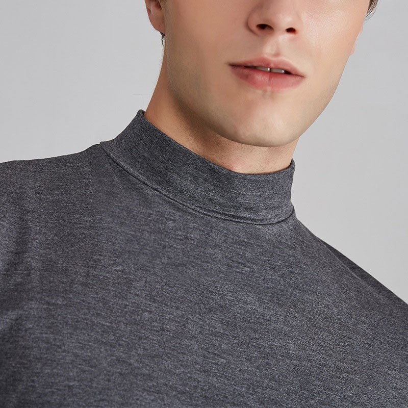 Men's Turtleneck T-Shirt with Cotton Blend and Close Fit, 5 Colors