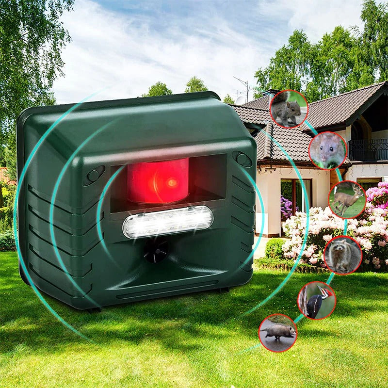 Ultrasonic Animal Repeller with Motion Sensor and 70ft Detection Range