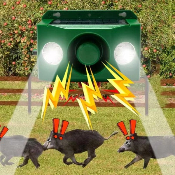 Solar Motion Sensor Light with Flashing Spotlight and Alarm for Wildlife Deterrent