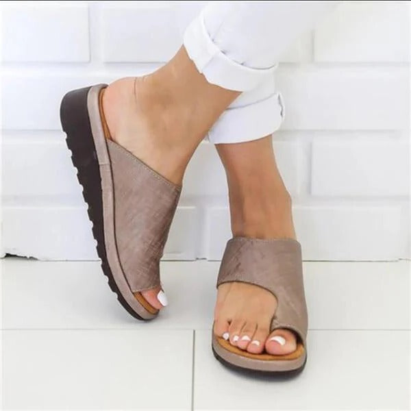 Cushioned Sandals with Curved Arch Support and Lateral Padding, Slip-On Design