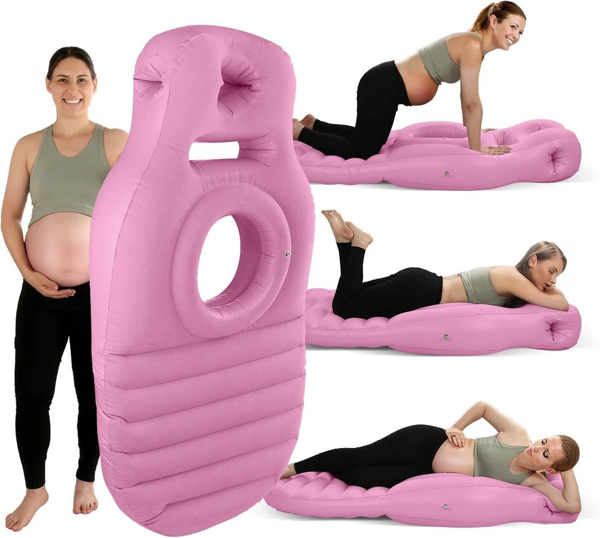 Inflatable Maternity Pillow with Belly Cutout and Dual Chamber Support