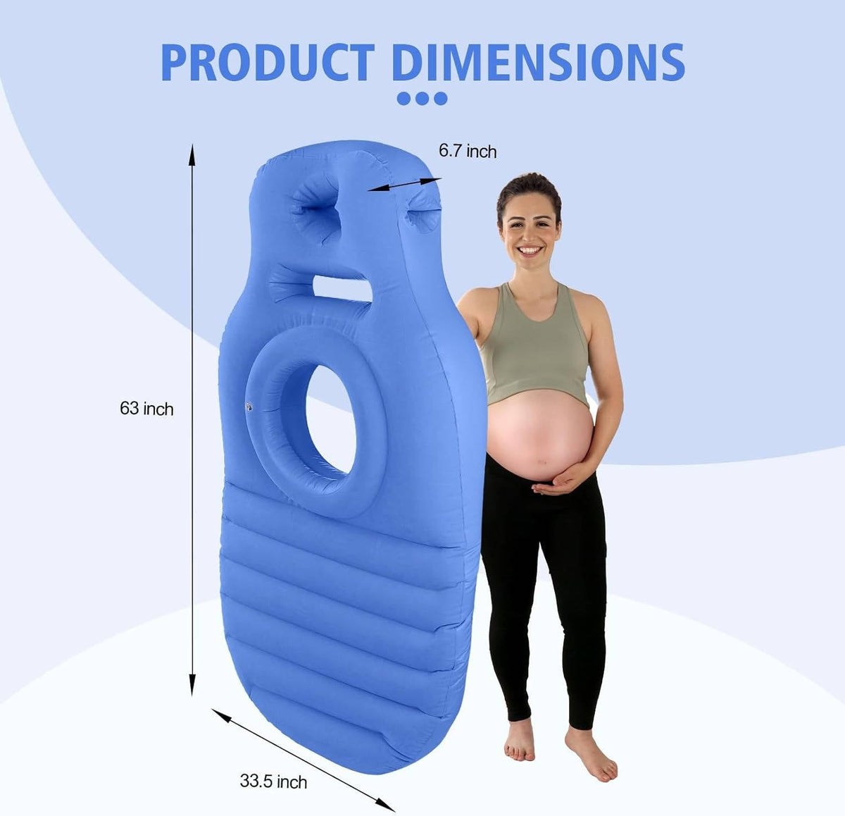 Inflatable Maternity Pillow with Belly Cutout and Dual Chamber Support