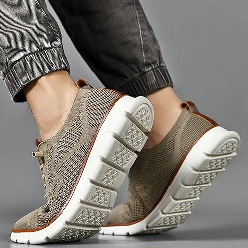 Lightweight Dress Shoes with Wide Toe Box and Breathable Knit Upper, Slip-On Design