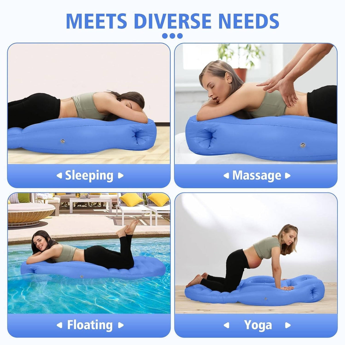 Inflatable Maternity Pillow with Belly Cutout and Dual Chamber Support