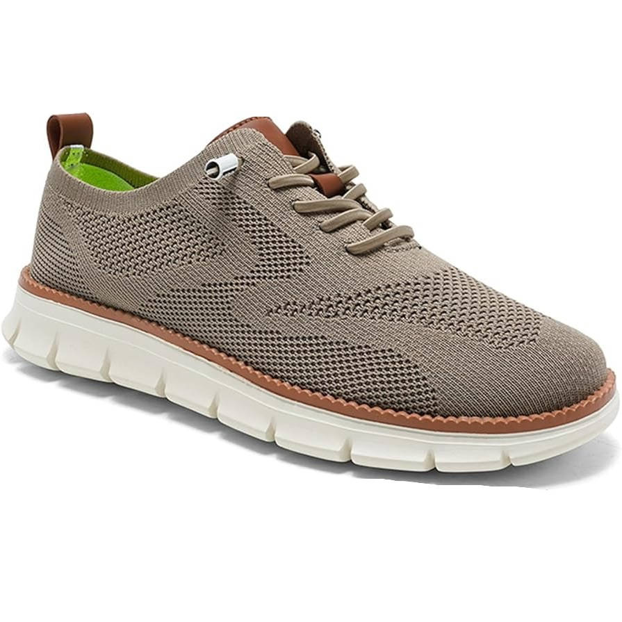 Lightweight Dress Shoes with Wide Toe Box and Breathable Knit Upper, Slip-On Design