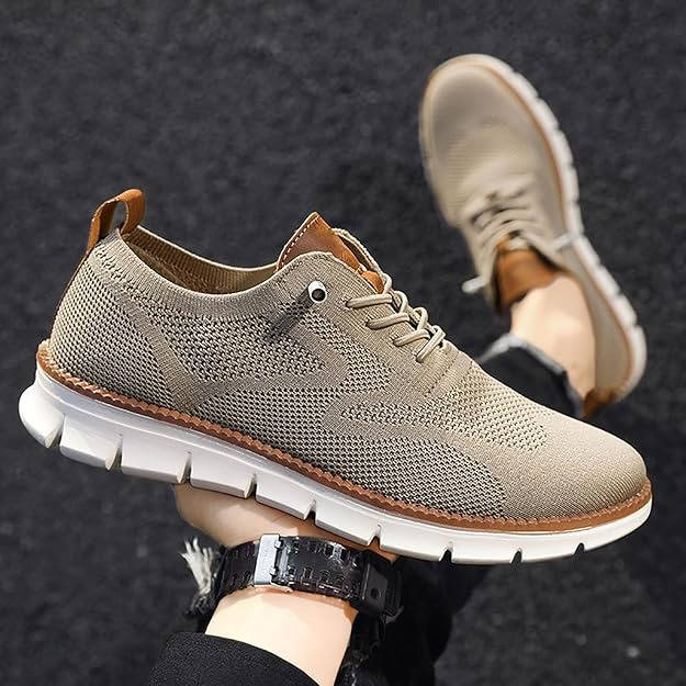Lightweight Dress Shoes with Wide Toe Box and Breathable Knit Upper, Slip-On Design