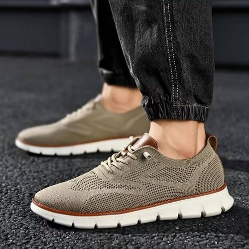 Lightweight Dress Shoes with Wide Toe Box and Breathable Knit Upper, Slip-On Design