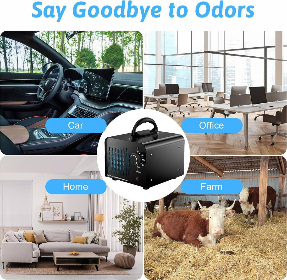 High Capacity Ozone Generator with 70000mg Output and Washable Filter for 6000 Sq.Ft Spaces